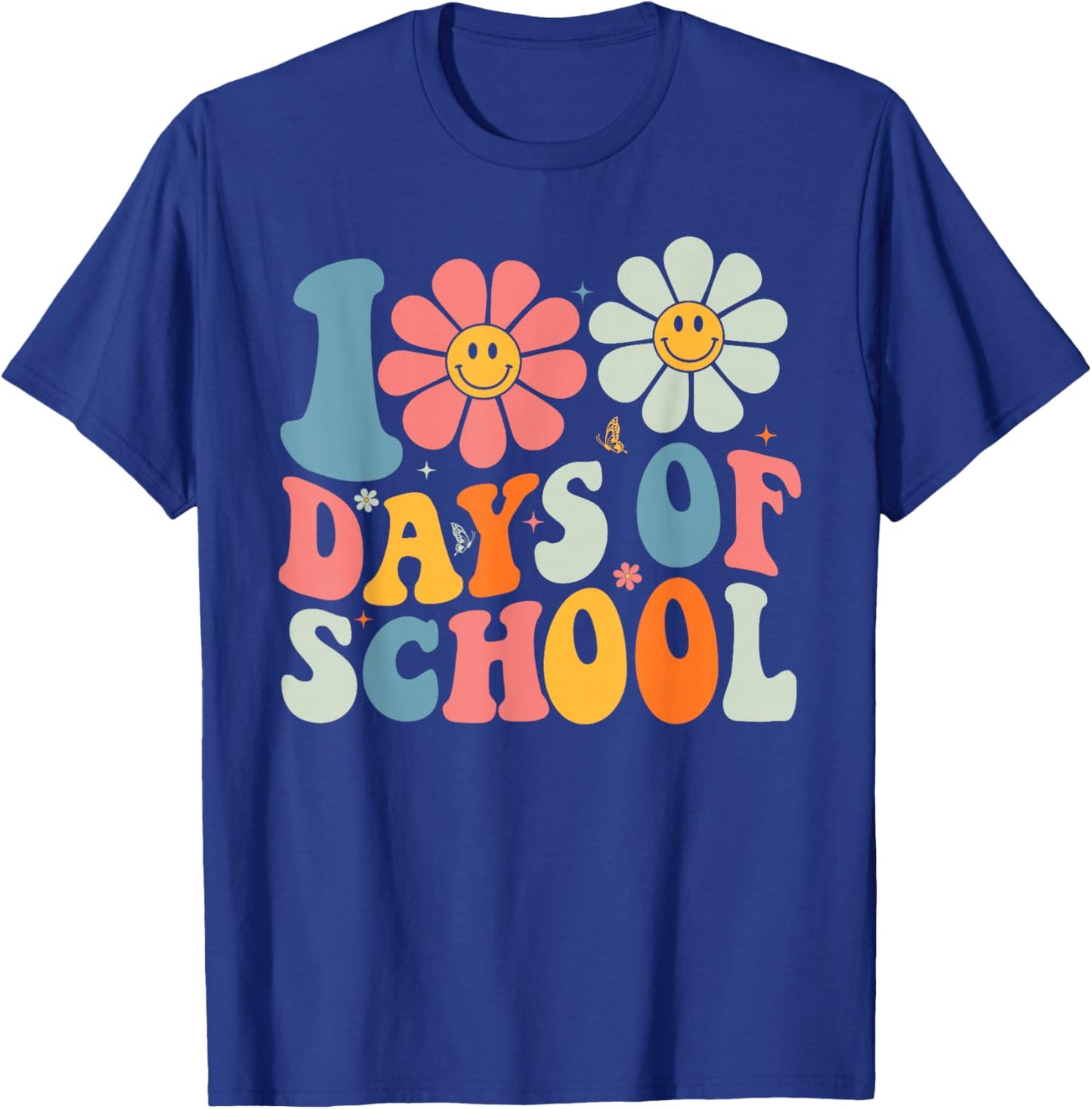 100 Days of School Teacher Groovy Retro 100th Day of School T-Shirt - T-Shirt | Royal