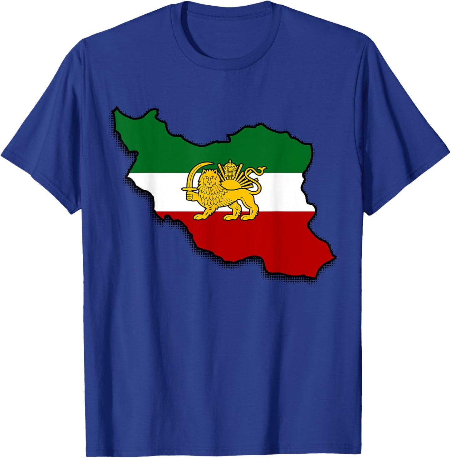 Iran Map Lion and Sun Persian Pahlavi Flag T-Shirt - T-Shirt | Royal