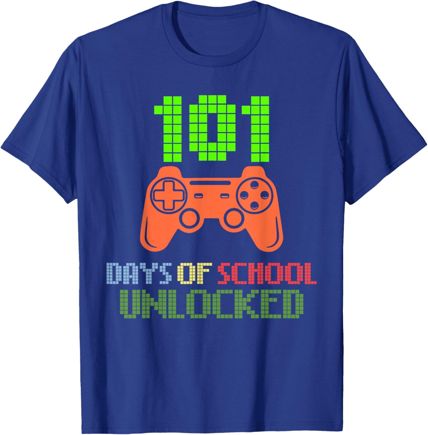101 Days of School Unlocked Gamer Pixel Controller Boys T-Shirt - T-Shirt | Royal