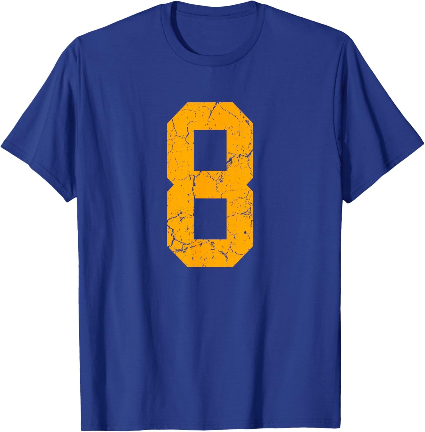 Distressed Orange Number 8 Jersey Player Uniform #8 T-Shirt - T-Shirt | Royal