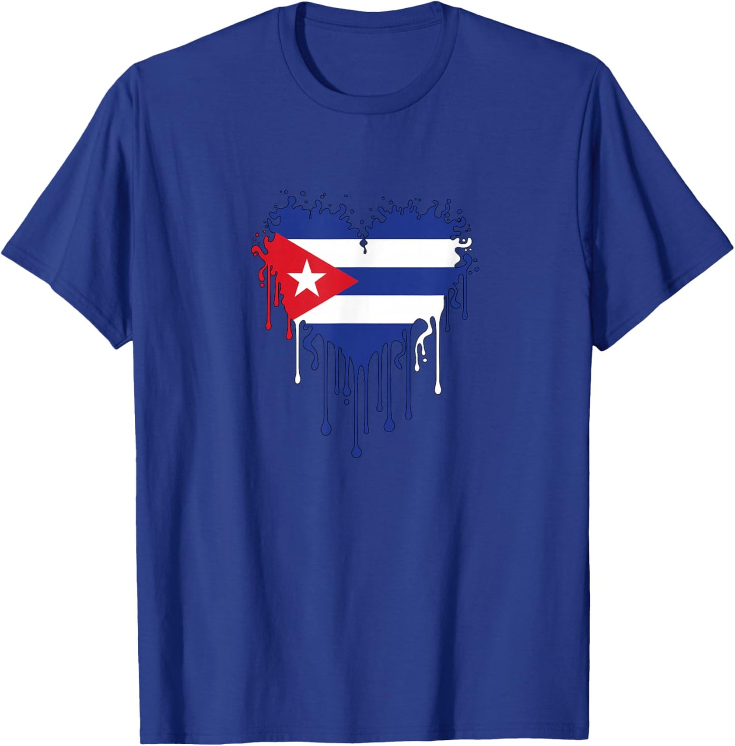 Cuba Flag Heart Drip Hispanic Heritage Cuban Pride T-Shirt - T-Shirt | Royal