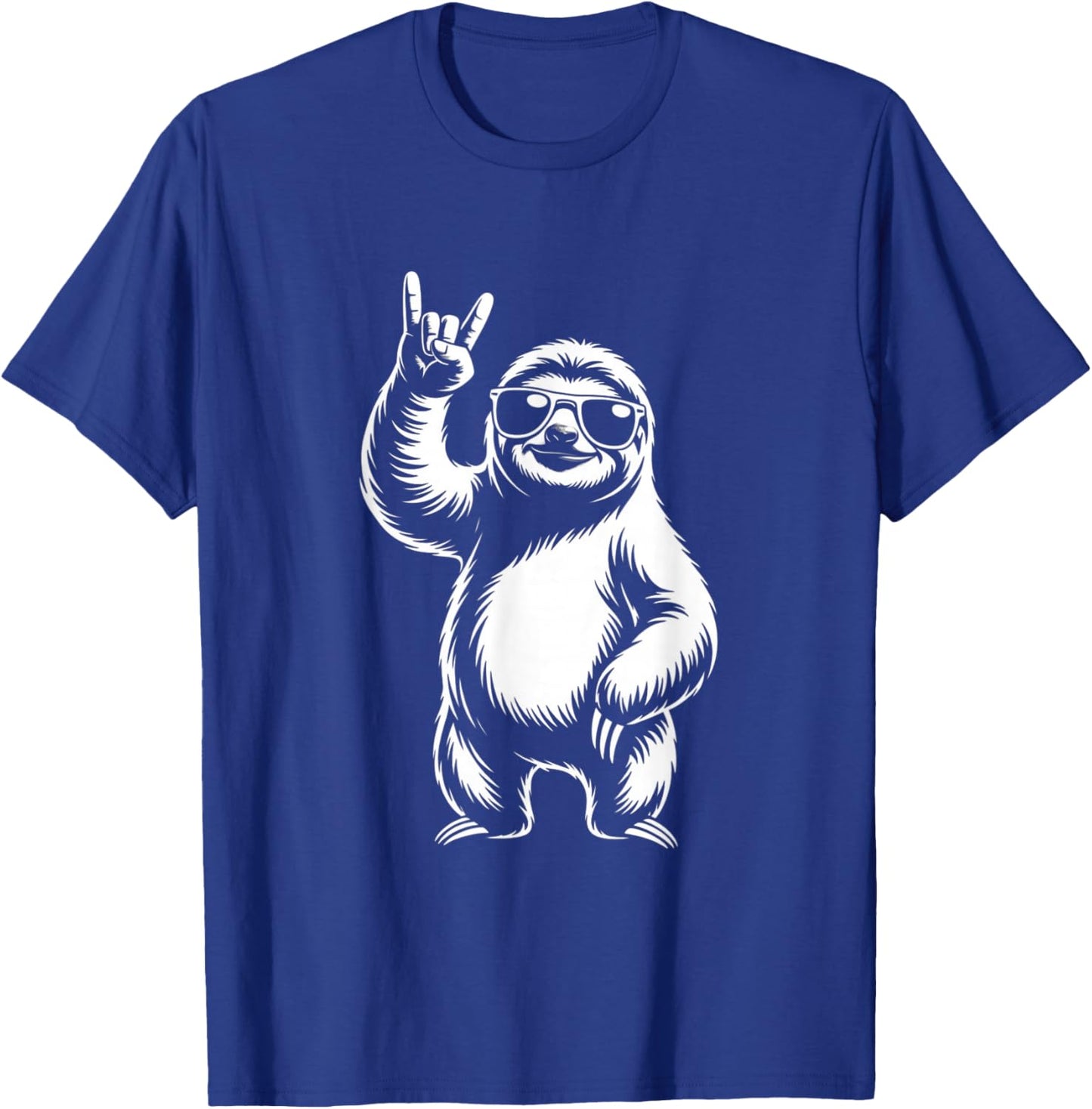 Funny Retro Sloth Rock Music Animal Lover Gifts T-Shirt - T-Shirt | Royal