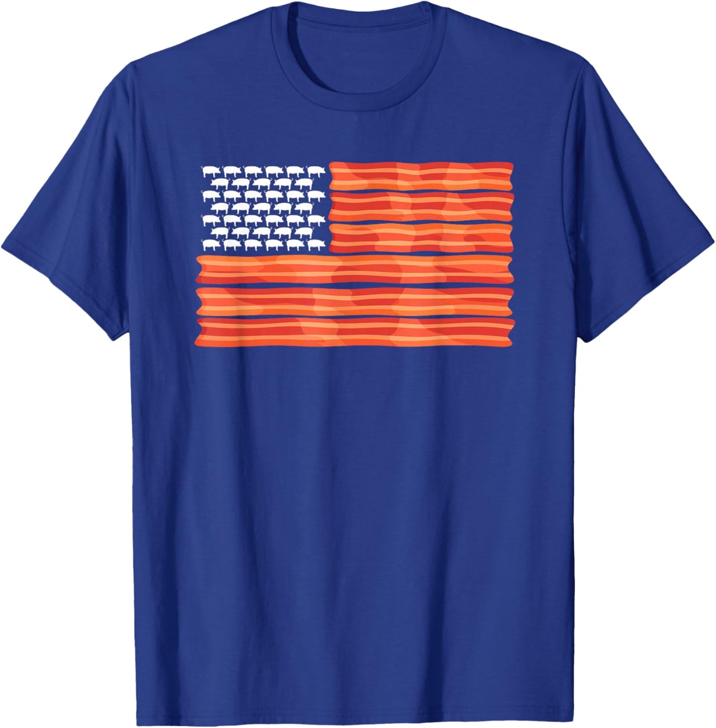 American USA Bacon Flag | Cured Dried Smoked Port Meat Fans T-Shirt - T-Shirt | Royal