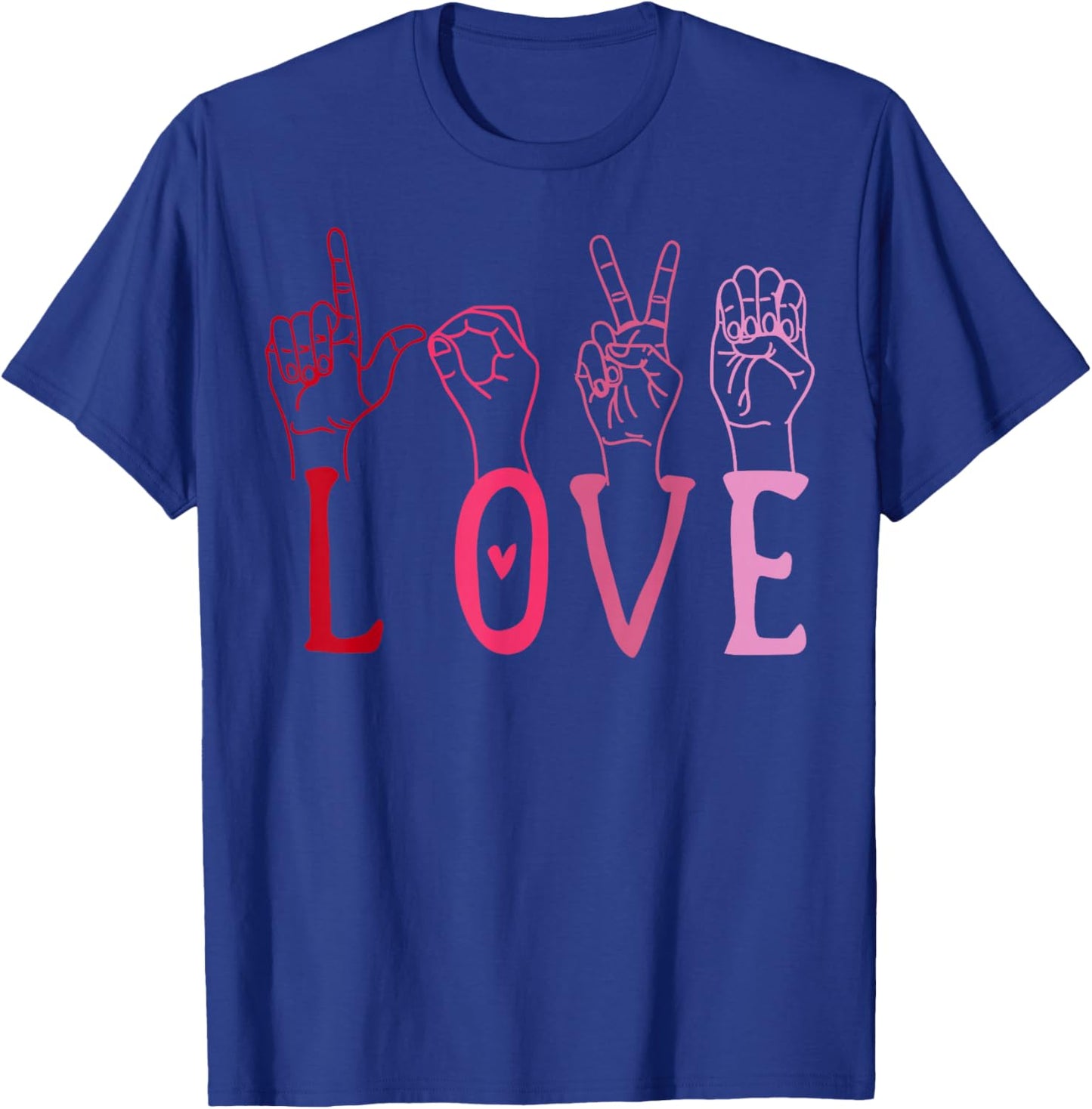 Vintage Valentine's Day Sign Language ASL Love Gift T-Shirt - T-Shirt | Royal