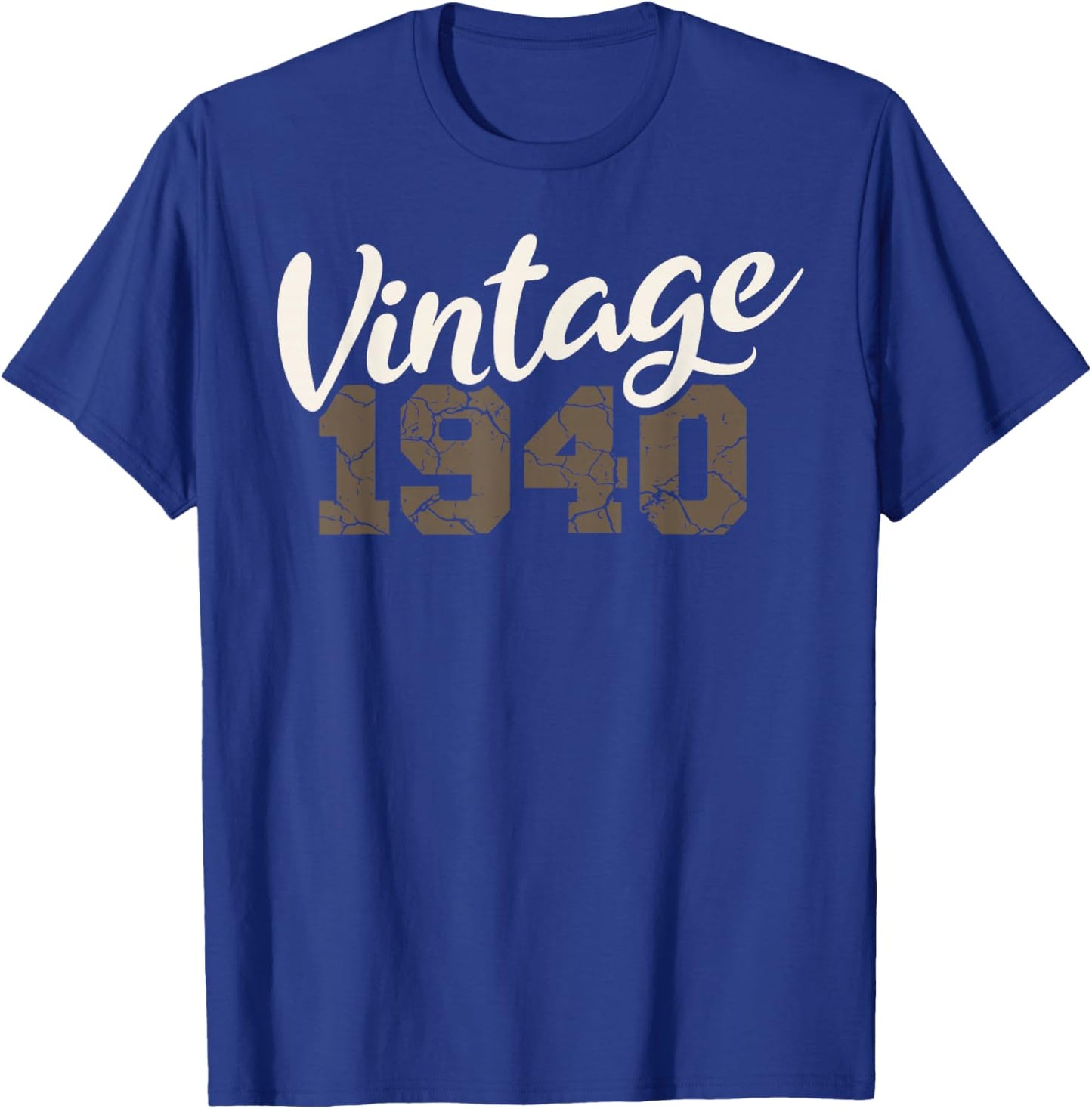 Vintage 1940 Birthday Men Women Retro Distressed Graphic T-Shirt - T-Shirt | Royal