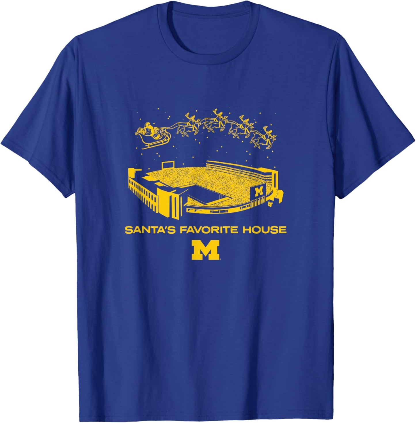 Santa's Favorite House - Michigan Wolverines Football T-Shirt - T-Shirt | Royal