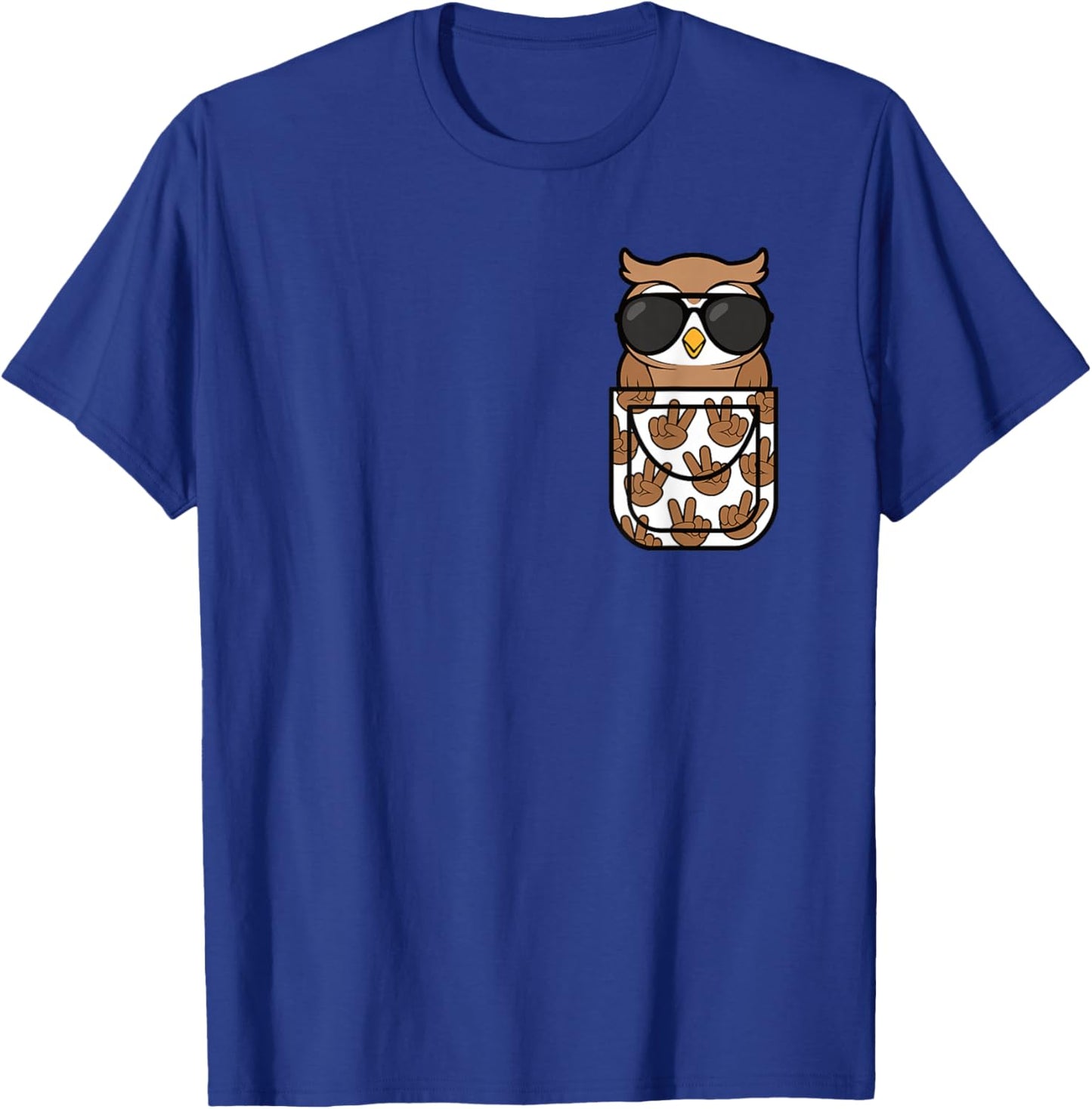 Funny Owl Pocket Men Women Kids T-Shirt - T-Shirt | Royal