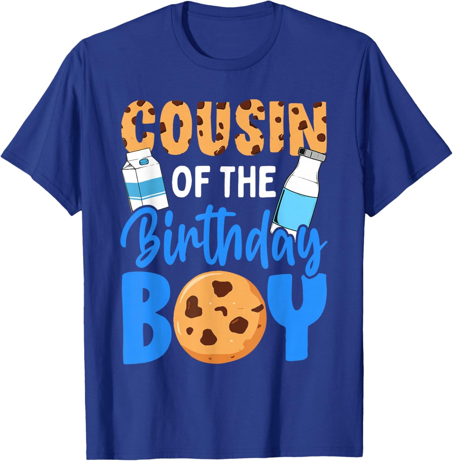 Cousin of The Birthday boy Milk and Cookies 1st Birthday T-Shirt - T-Shirt | Royal