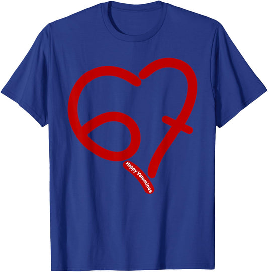 Six Seven Heart 67 Meme 6 7 Valentines Day Teens Boys Kids T-Shirt - T-Shirt | Royal