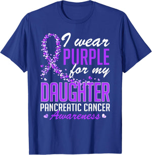 I Wear Purple for My Daughter Pancreatic Cancer Awareness T-Shirt - T-Shirt | Royal