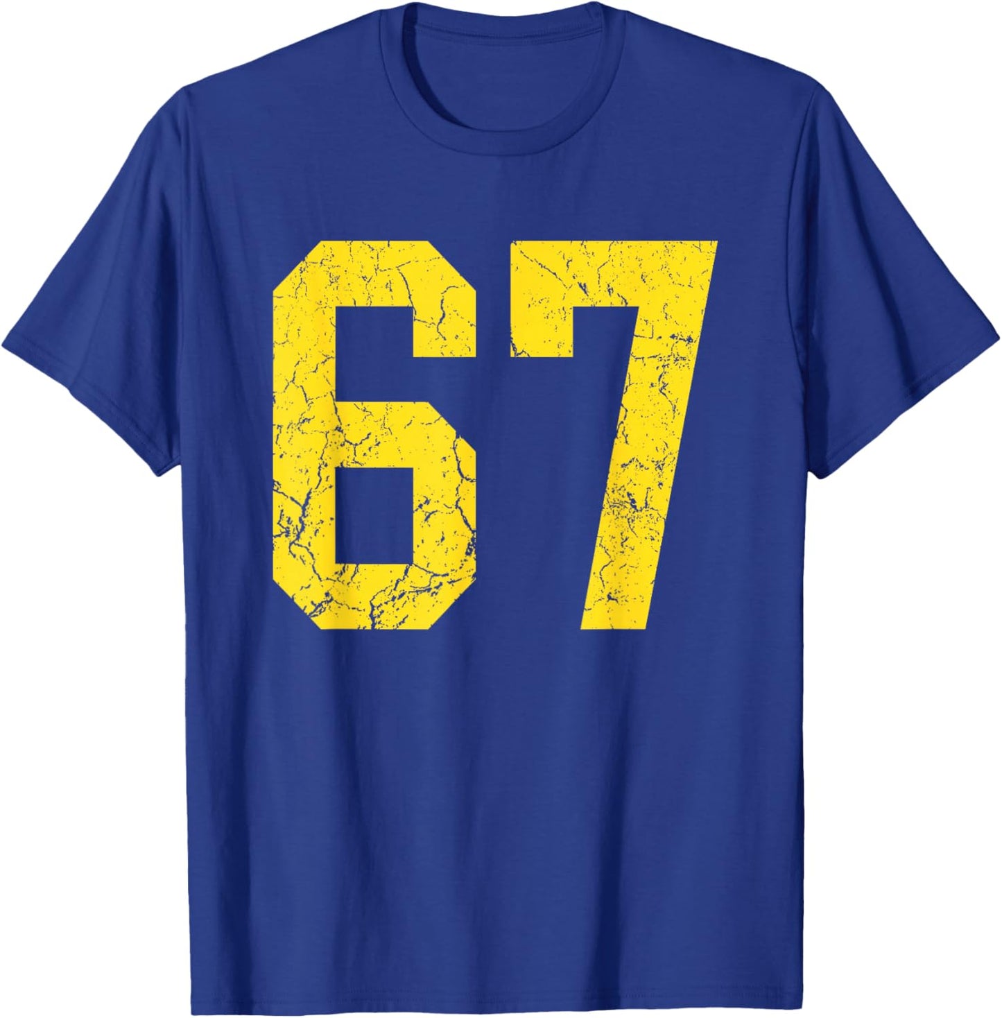 Distressed Bright Gold Number 67 Jersey Player Uniform #67 T-Shirt - T-Shirt | Royal