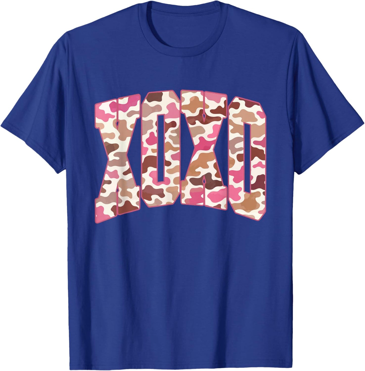 Retro Distressed Camo XOXO Valentine Love Be Mine Cute Girly T-Shirt - T-Shirt | Royal