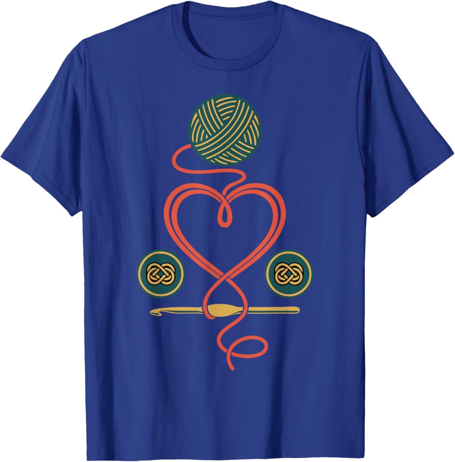 Funny Crochet Heart Yarn Crochet Hook Lovers T-Shirt - T-Shirt | Royal