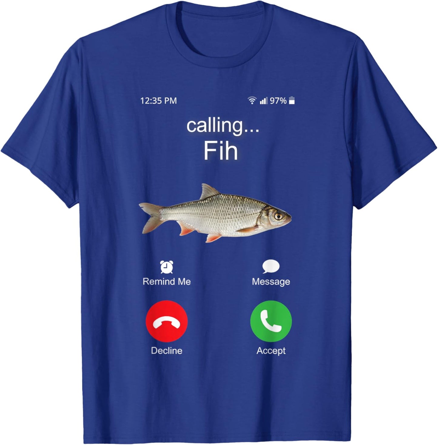 Funny Fih Calling Meme Brainrot Silly Fish Misspelled Joke T-Shirt - T-Shirt | Royal