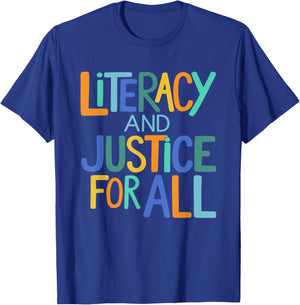 Reading Book Club Literacy and Justice for All Librarian T-Shirt - T-Shirt | Royal