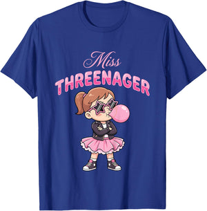 Funny Miss Threenager 3rd Birthday 3 Years Girls T-Shirt - T-Shirt | Royal