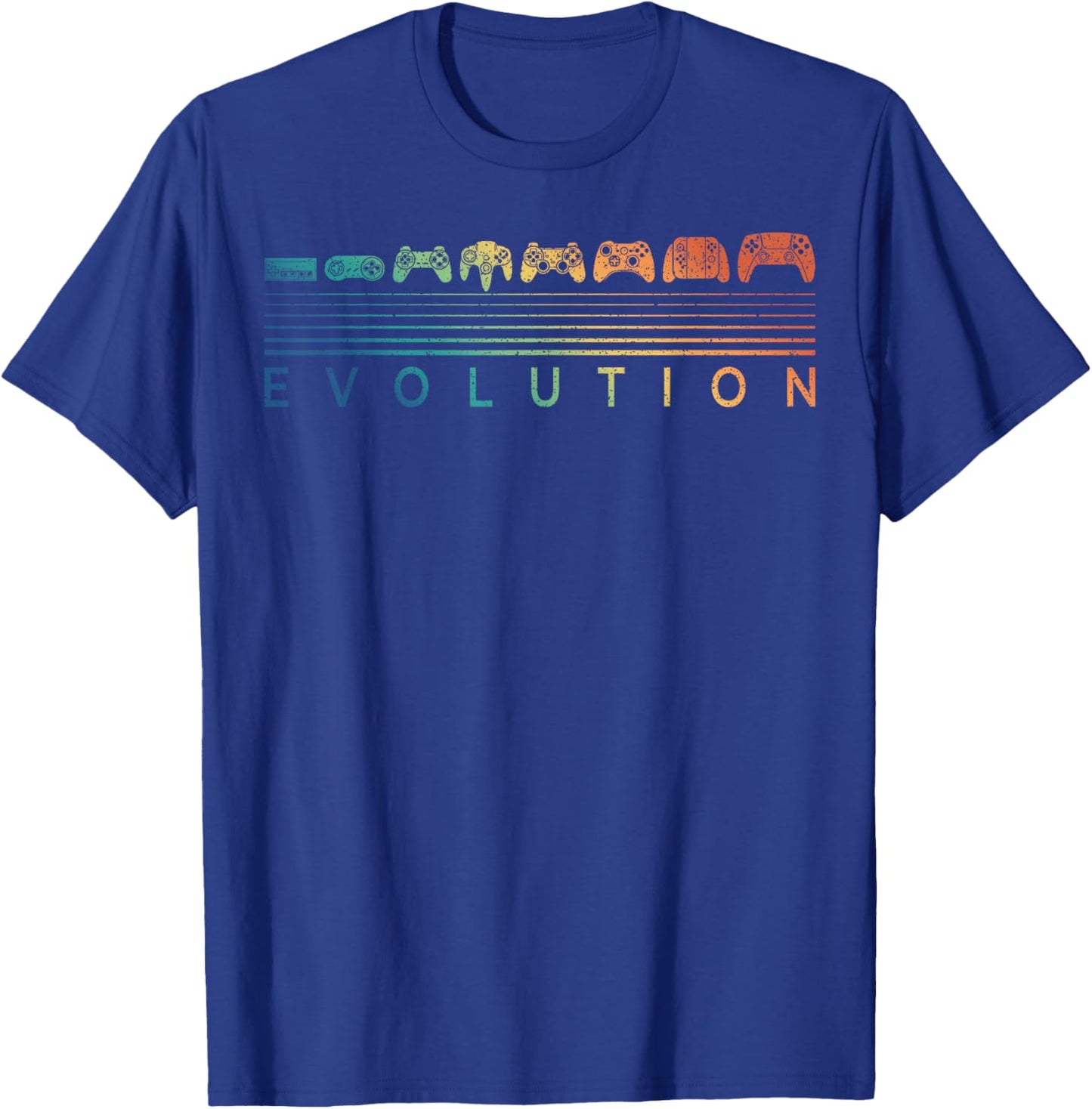 Video Game Controller Evolution Gamer 80s 90s Retro Gaming T-Shirt - T-Shirt | Royal