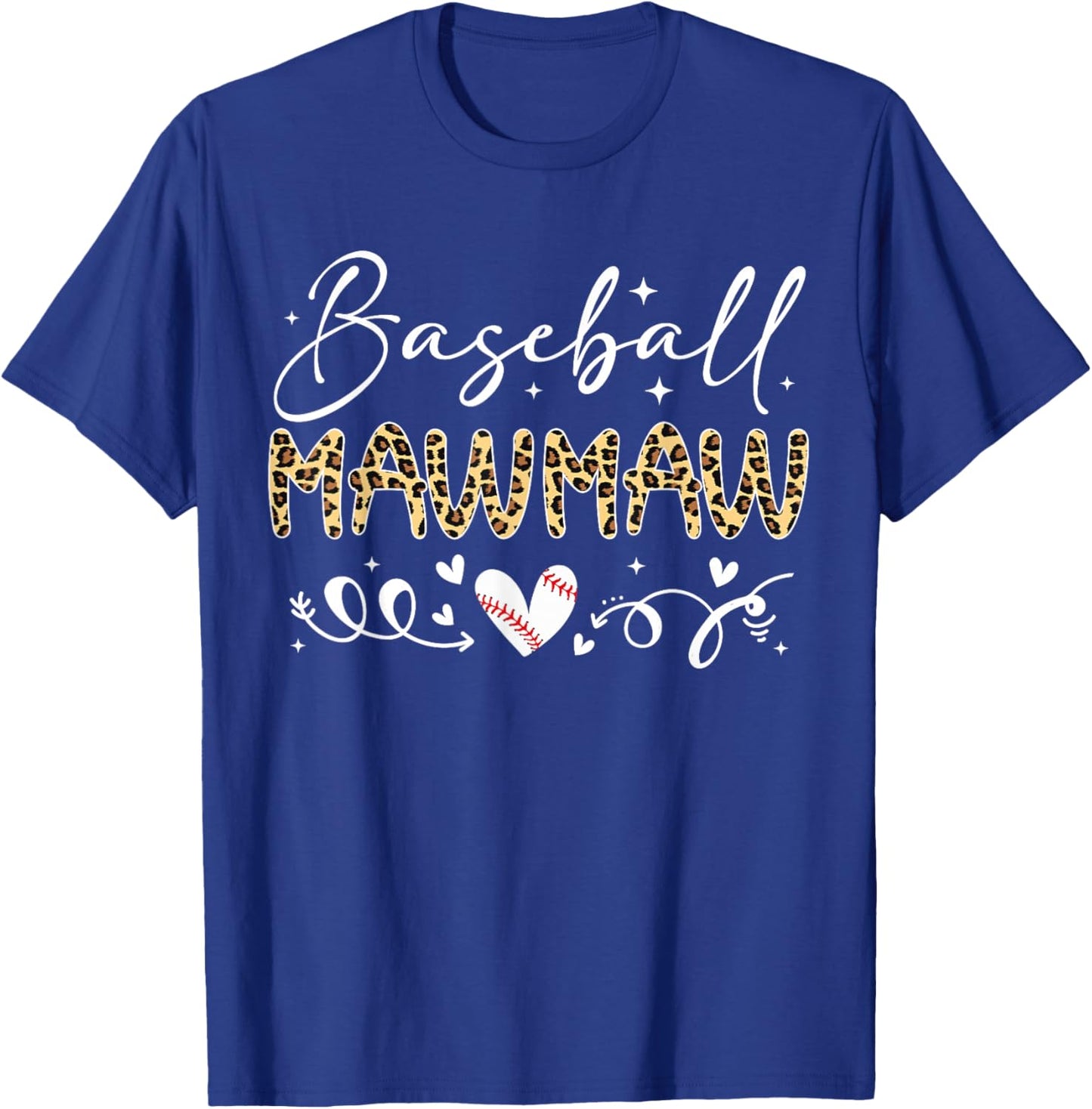 Baseball Mawmaw Leopard Baseball Heart T-Shirt - T-Shirt | Royal