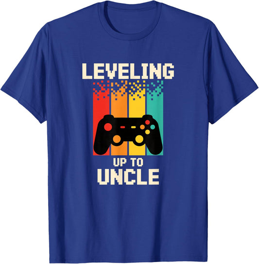 Leveling Up to Uncle Kids Gaming Controller Retro Kid T-Shirt - T-Shirt | Royal