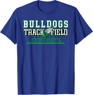 Bulldogs Green Track and Field Cross Country School Spirit T-Shirt - T-Shirt | Royal