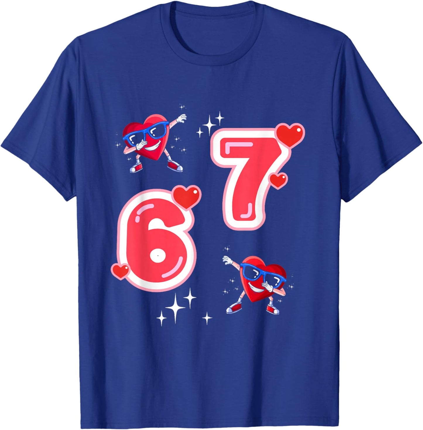 67 Valentines Shirt 67 Hearts Dabbing Valentine Six Seven T-Shirt - T-Shirt | Royal