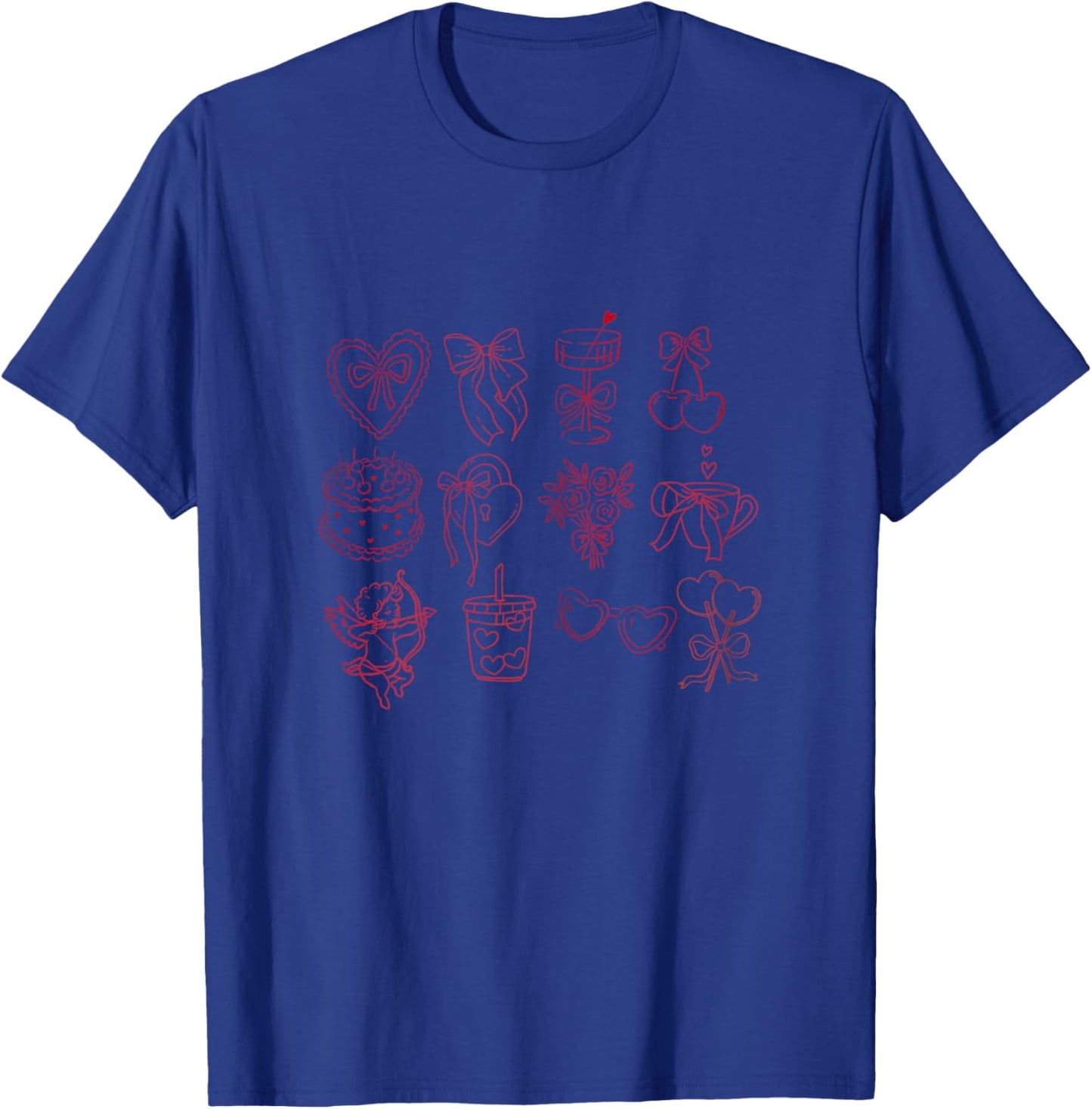 Vintage Valentine Design Hearts T-Shirt - T-Shirt | Royal
