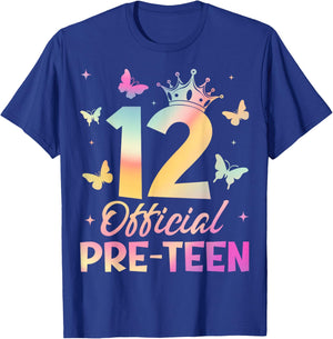 Crown 12th Birthday Party 12 Official Pre-Teen Birthday Girl T-Shirt - T-Shirt | Royal