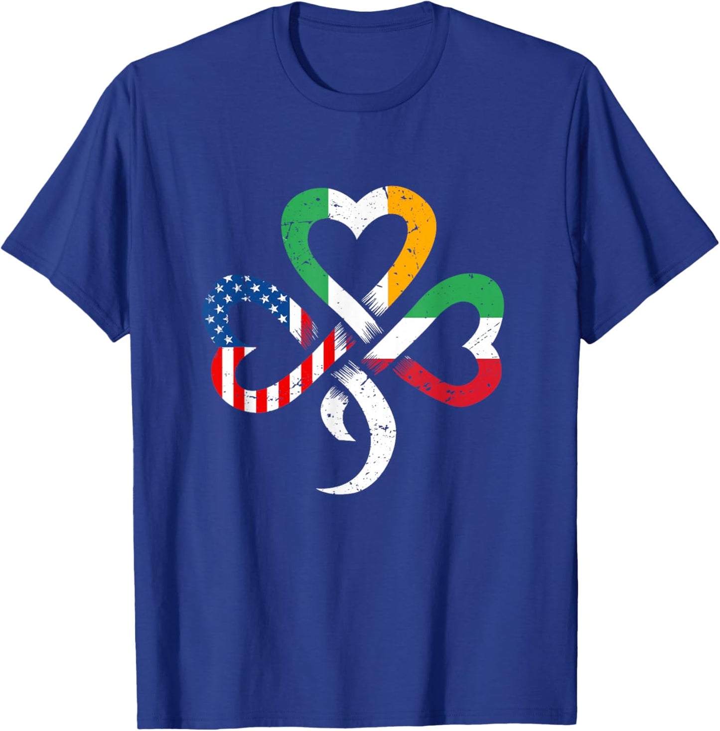 Irish Italian American Flag Ireland Italy Celtic Shamrock T-Shirt - T-Shirt | Royal