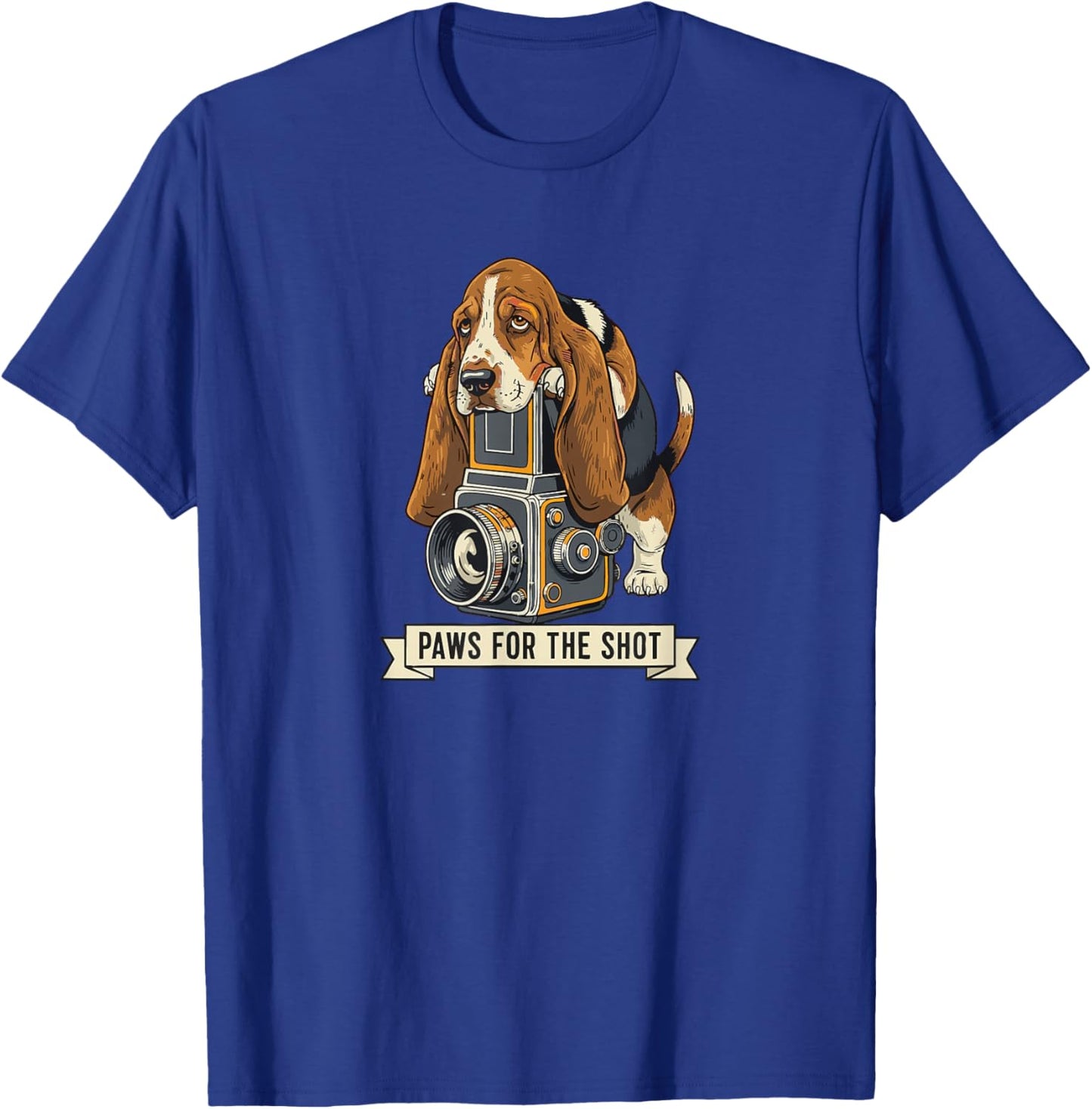 Cute Basset Hound Photography Paws for The Shot Pun Photo T-Shirt - T-Shirt | Royal