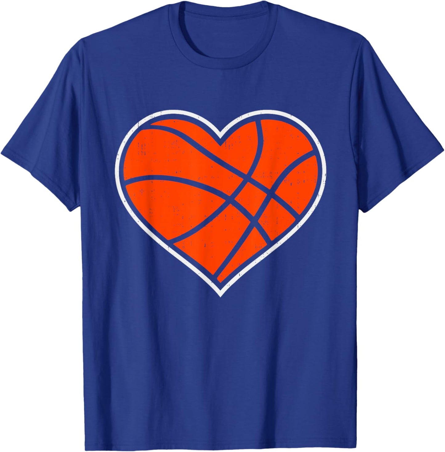Basketball Heart Love Sport Valentines Day Men Women Boy Kid T-Shirt - T-Shirt | Royal