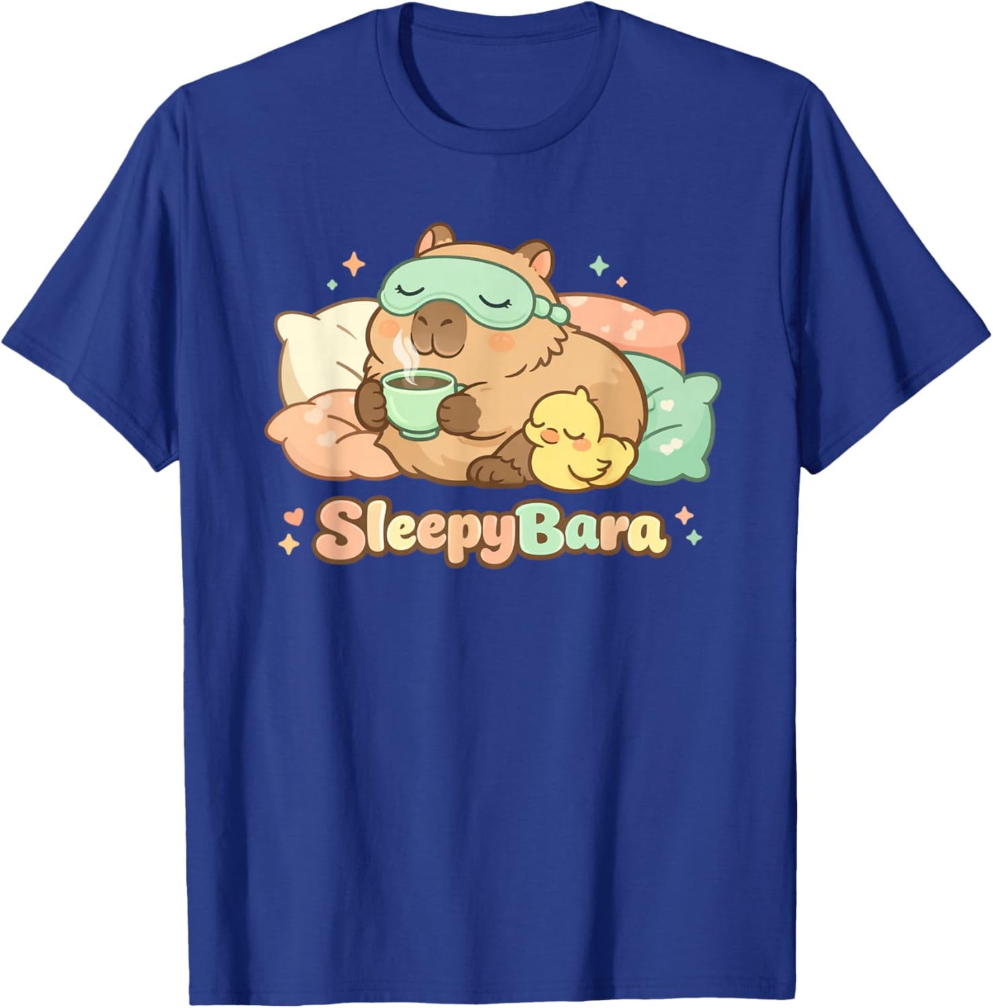 Funny Capybara Sleepybara Pajamas Kawaii Man Woman Kid T-Shirt - T-Shirt | Royal
