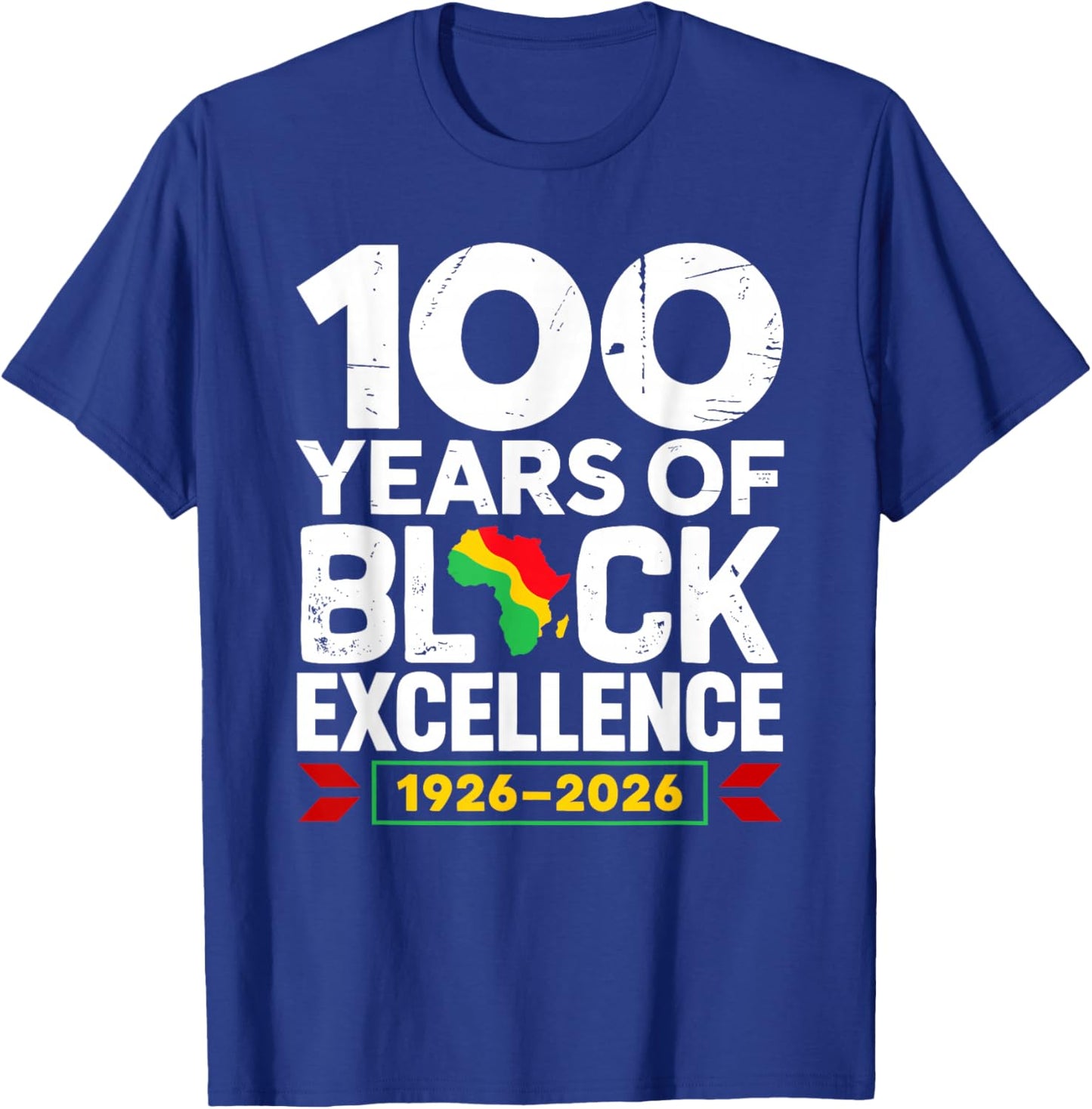 100 Years of Black Excellence Centennial Black History T-Shirt - T-Shirt | Royal