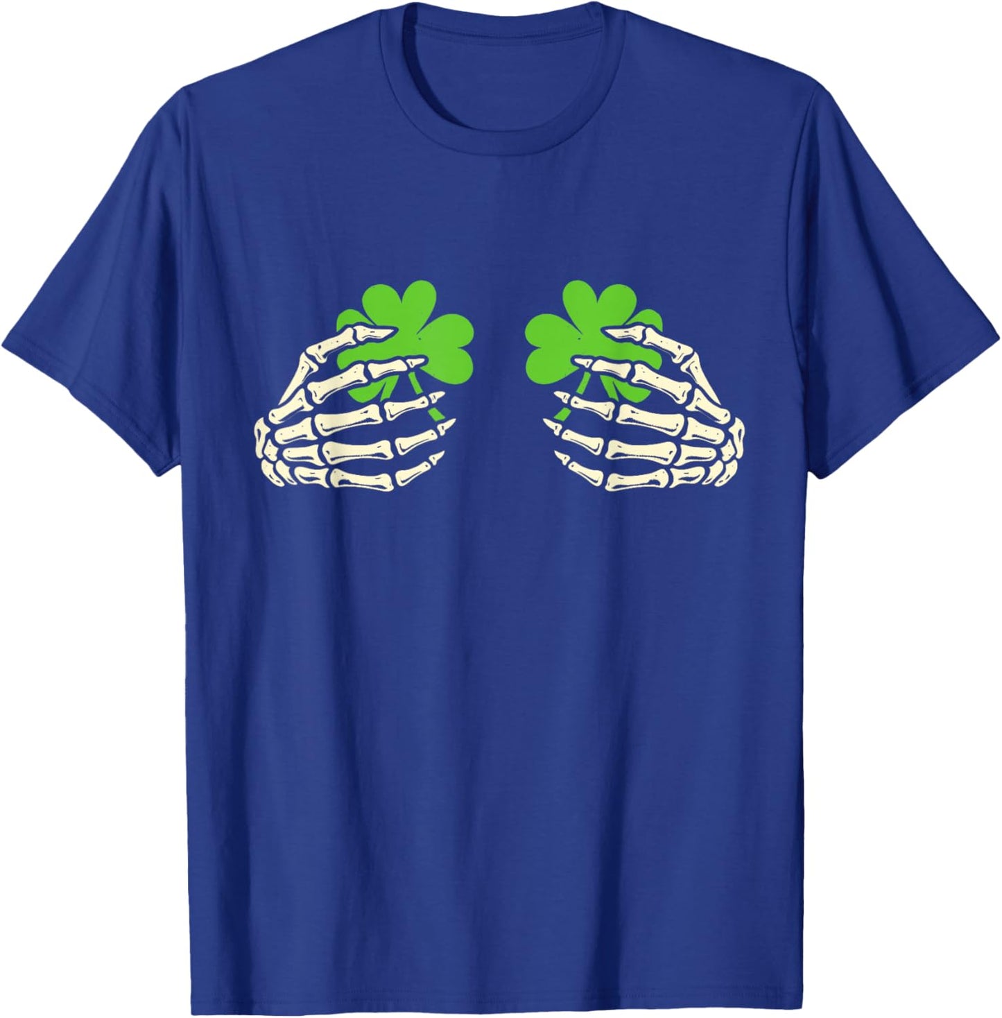 Skeleton Hands with Lucky Shamrock Funny Patrick's Day Women T-Shirt - T-Shirt | Royal