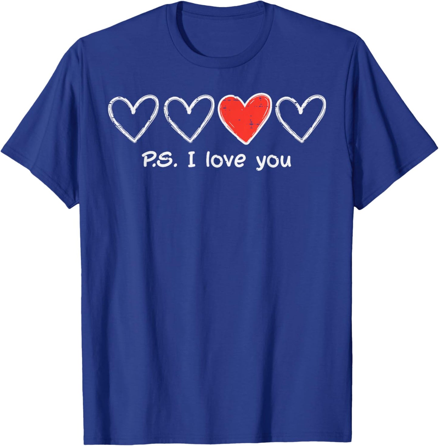 Valentines Day Hearts PS I Love You Cute Women Girls Kid Men T-Shirt - T-Shirt | Royal