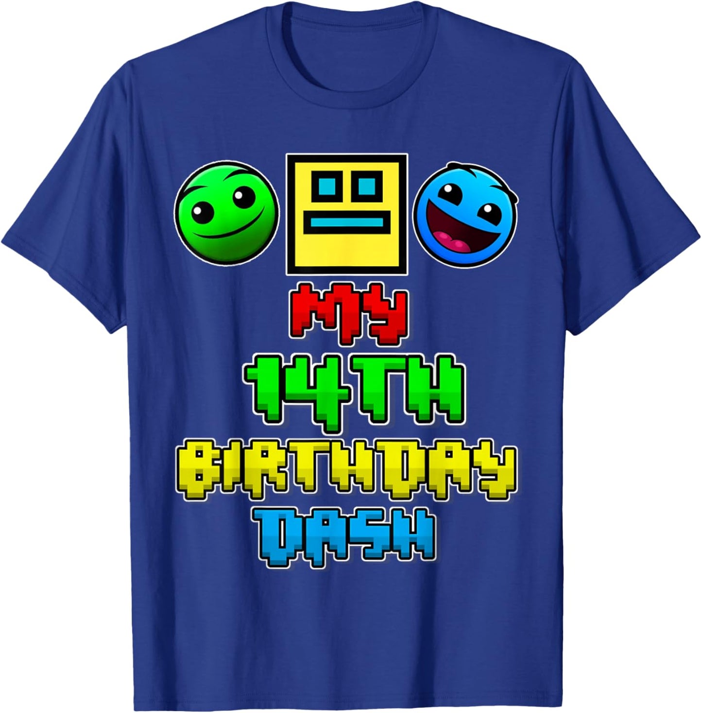 My 14th Birthday Dash Video Game Theme Kid 14 Party Geometry T-Shirt - T-Shirt | Royal