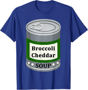 Broccoli Cheddar Canned Soup Fun Easy Lazy Halloween Costume T-Shirt - T-Shirt | Royal