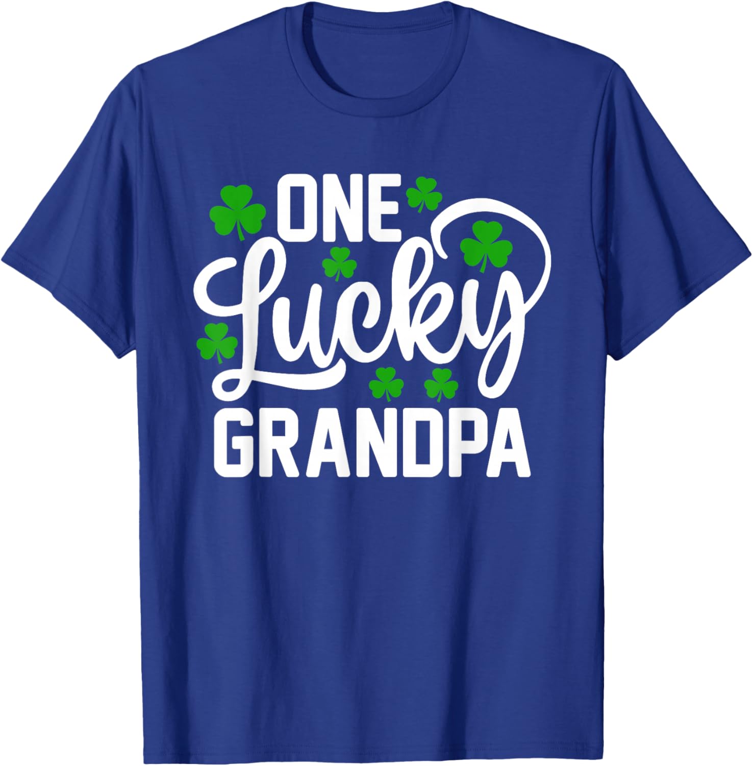 One Lucky Grandpa Funny St Patrick's Day Shamrocks T-Shirt - T-Shirt | Royal