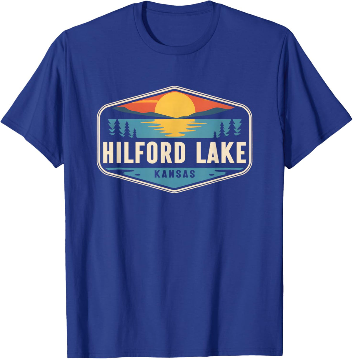 Milford Lake Kansas Outdoors Vintage T-Shirt - T-Shirt | Royal