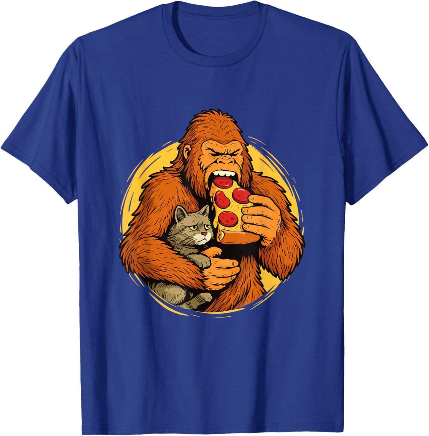 Bigfoot Eating Pizza - Italian Food Lover Pizza Baker T-Shirt - T-Shirt | Royal