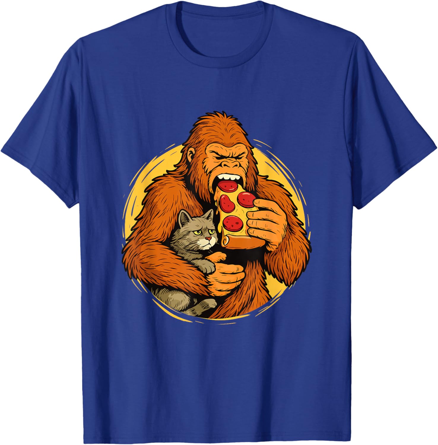 Bigfoot Eating Pizza - Italian Food Lover Pizza Baker T-Shirt - T-Shirt | Royal
