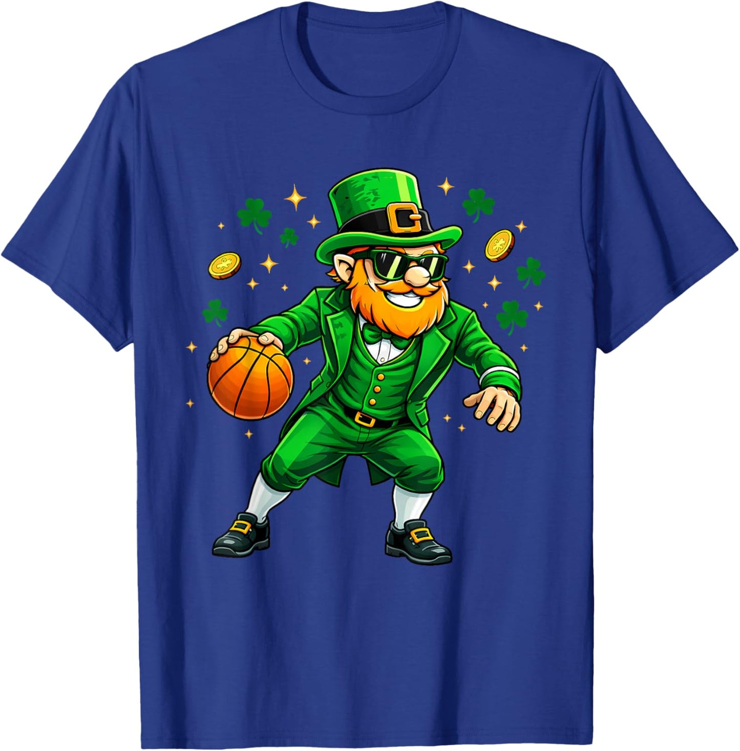 Leprechaun Play Basketball Funny St Patrick's Day Men Boys T-Shirt - T-Shirt | Royal