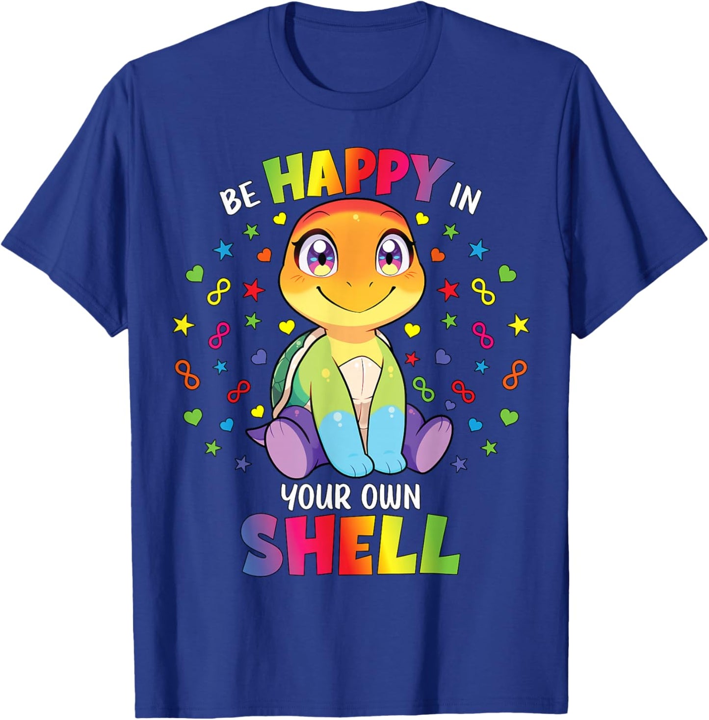 Be Happy in Your Own Shell Kids Autism Awareness Turtle T-Shirt - T-Shirt | Royal