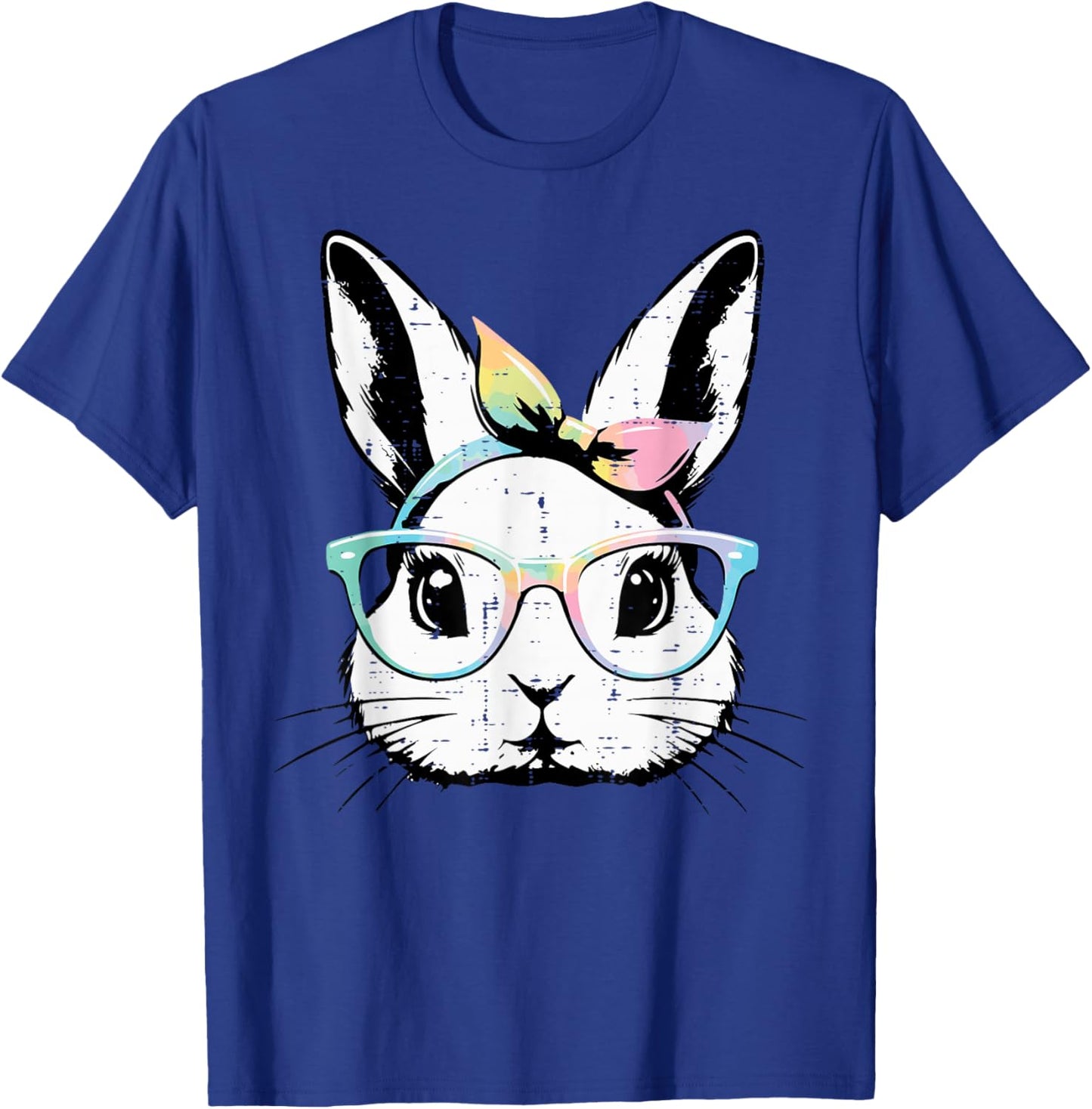 Easter Bunny Ribbon Glasses Cute Rabbit Women Girls Kids T-Shirt - T-Shirt | Royal