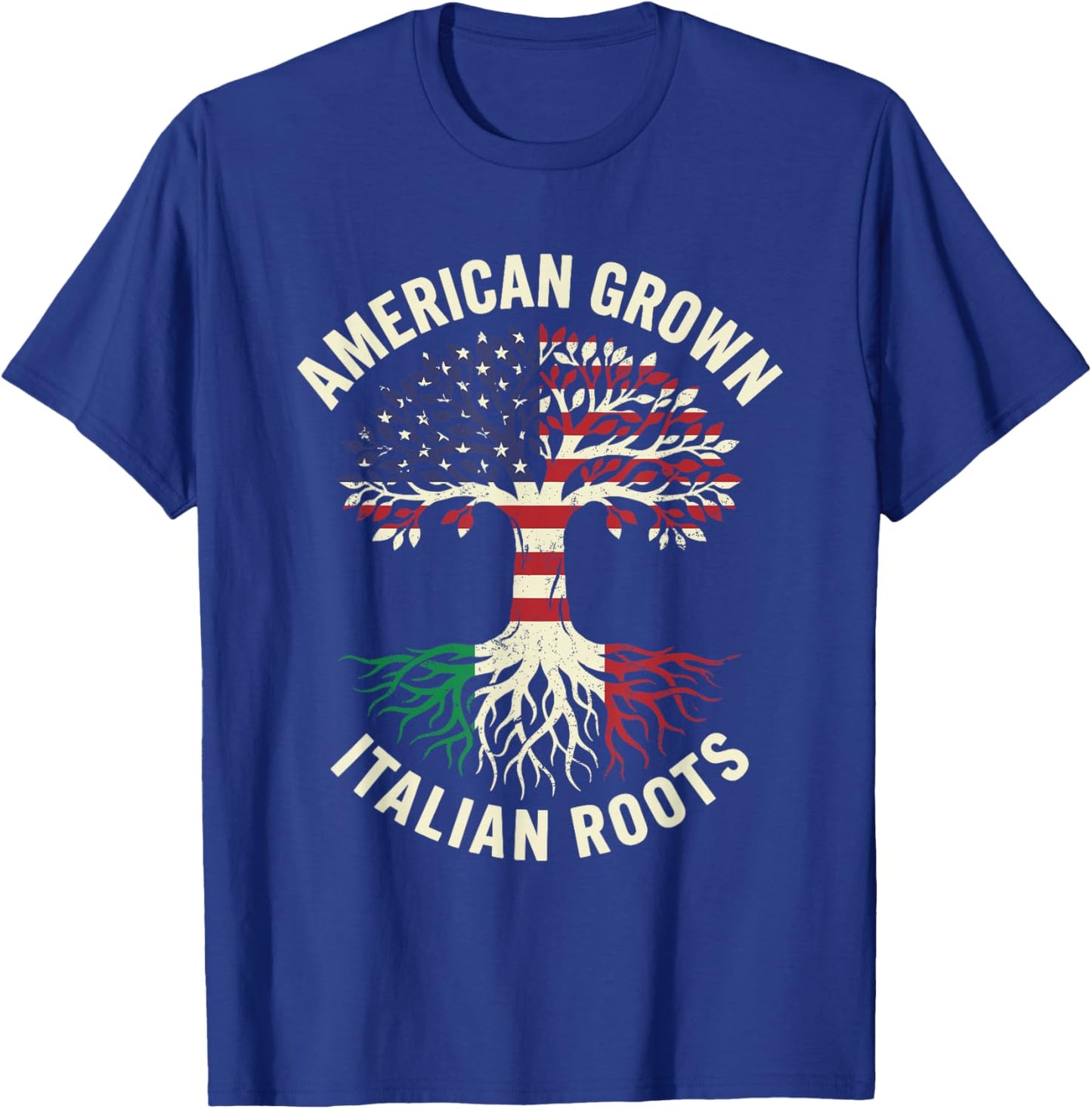 American Grown Italian Roots Patriotic Tree T-Shirt - T-Shirt | Royal