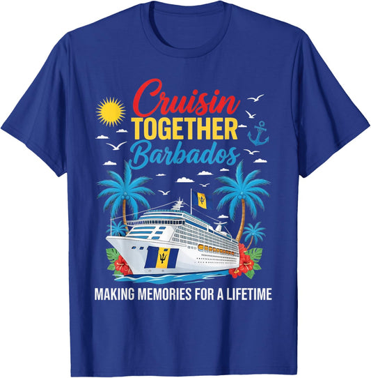 Cruisin Together Barbados Barbadian Bajan Flag Barbados T-Shirt - T-Shirt | Royal