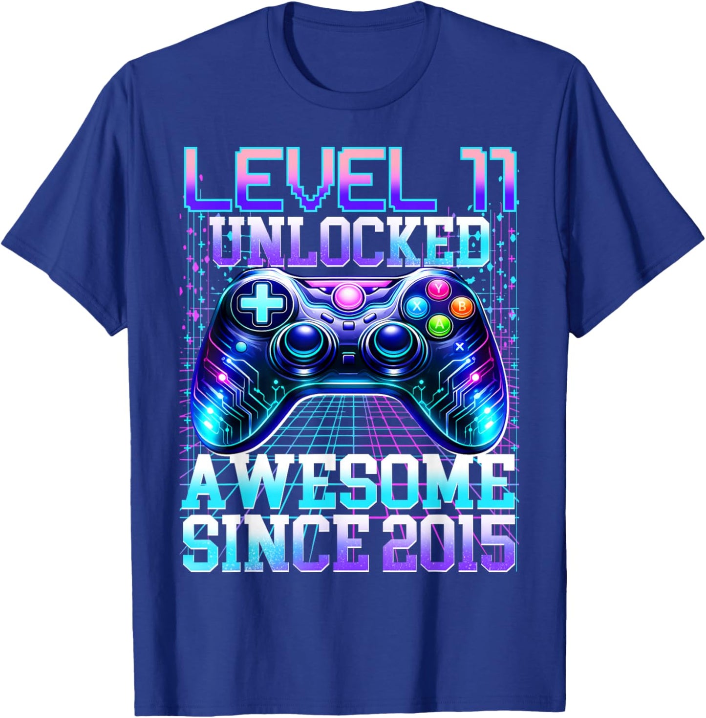 11th Birthday Boys Gamer Level 11 Unlocked Awesome 2015 Bday T-Shirt - T-Shirt | Royal