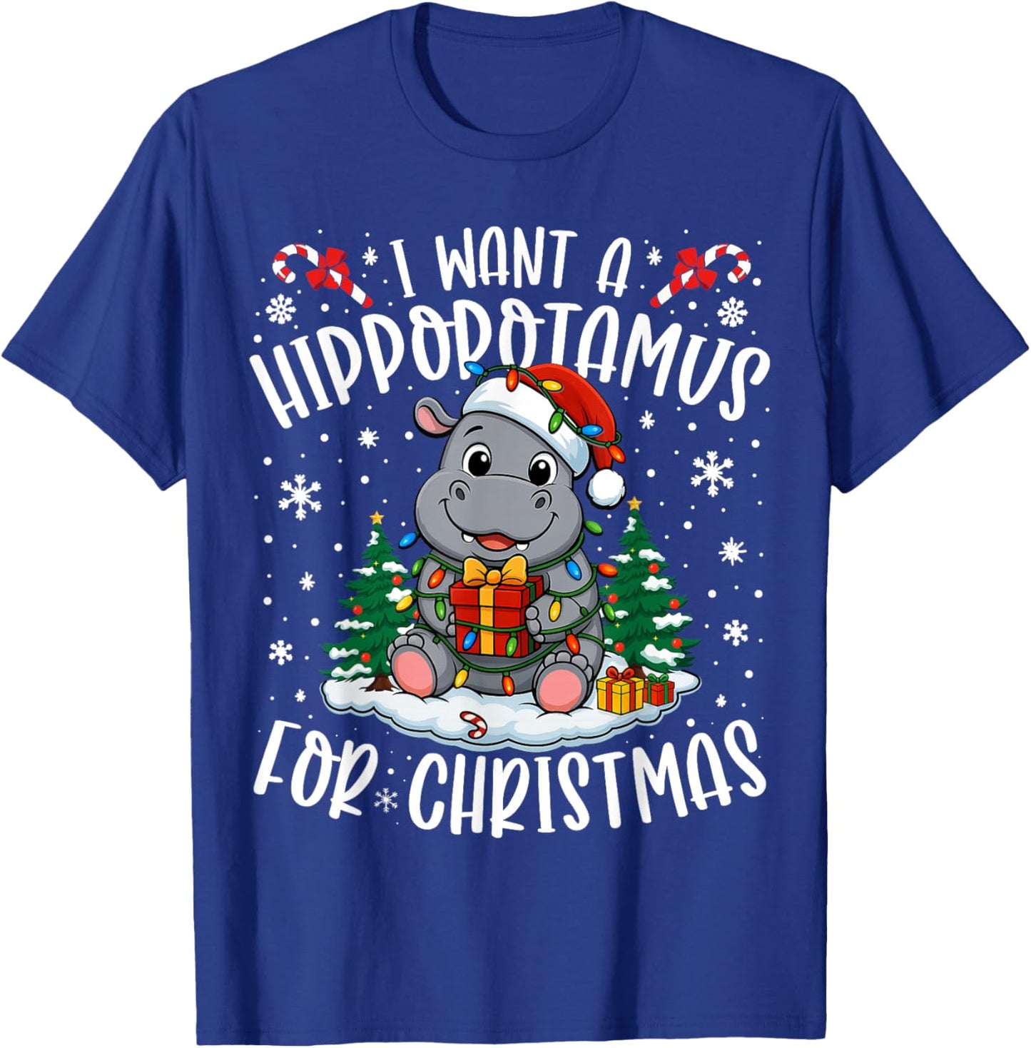 I Want A Hippopotamus Christmas Xmas Hippo Lover Women Girls T-Shirt - T-Shirt | Royal