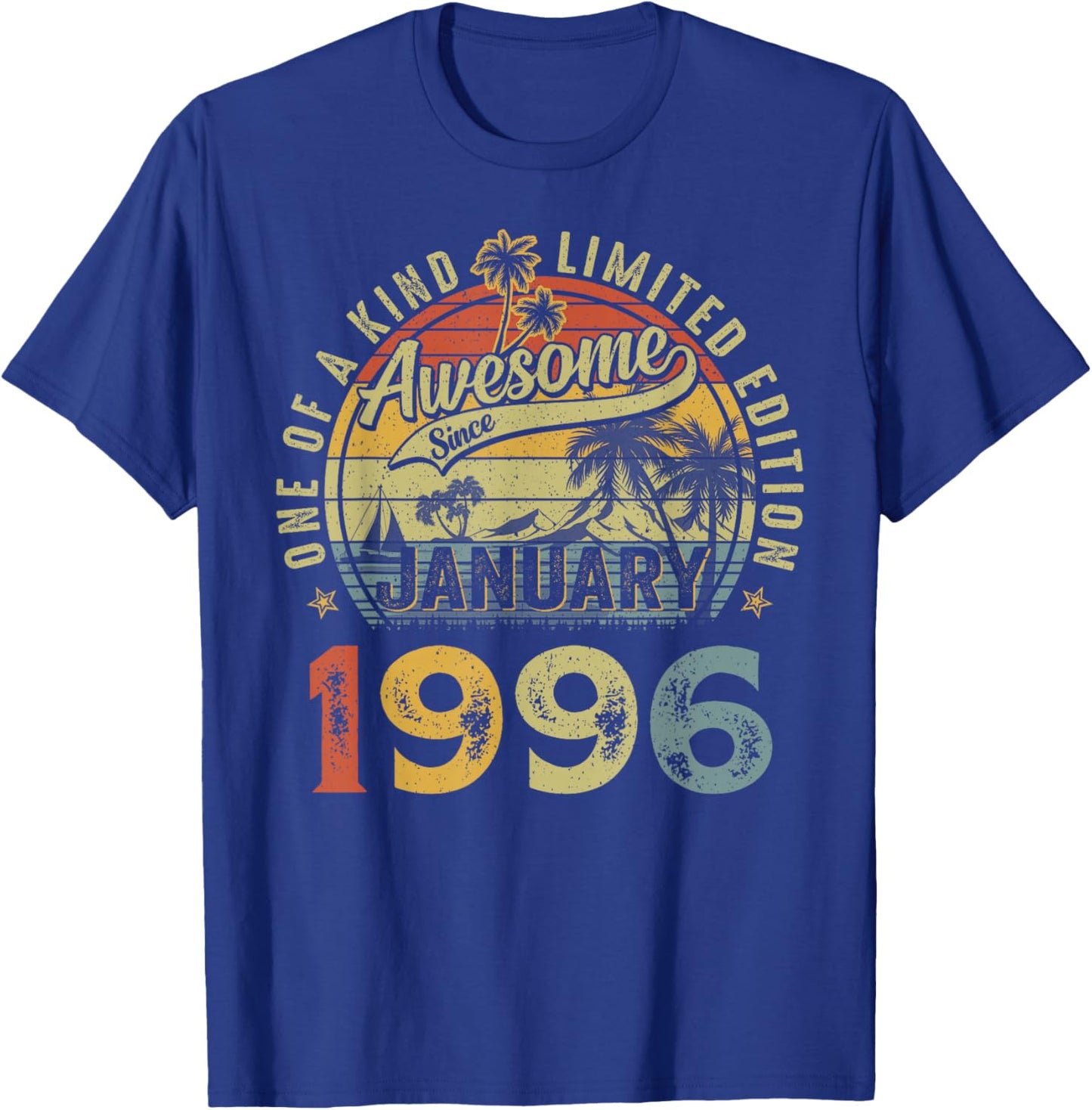 Awesome Since January 1996 Vintage Retro 30th Birthday Men T-Shirt - T-Shirt | Royal