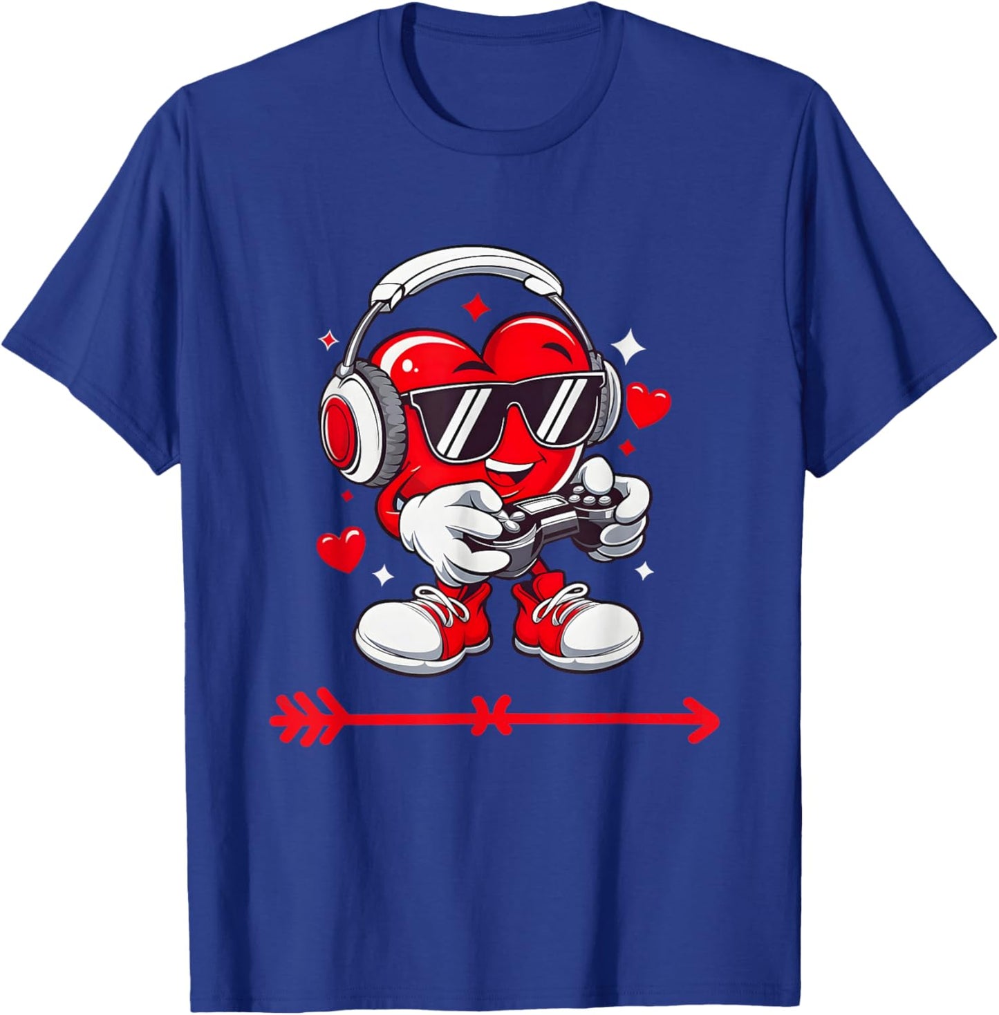 Valentines Day Heart Gamer Video Gaming Boys Men Kids T-Shirt - T-Shirt | Royal