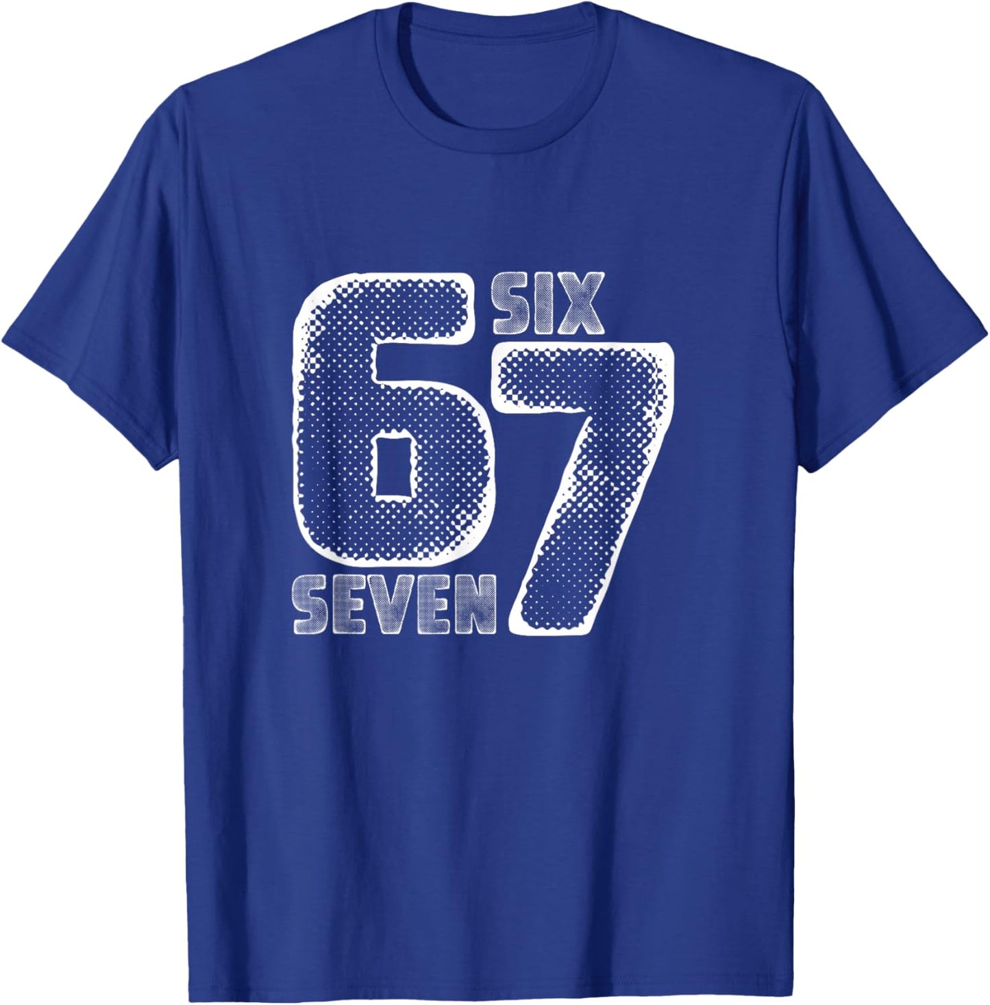 Six Seven Retro Meme 67 Number Design T-Shirt - T-Shirt | Royal